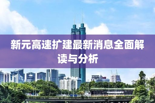 新元高速擴(kuò)建最新消息全面解讀與分析