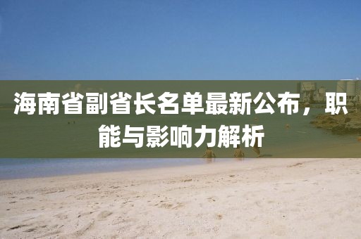 海南省副省長名單最新公布，職能與影響力解析