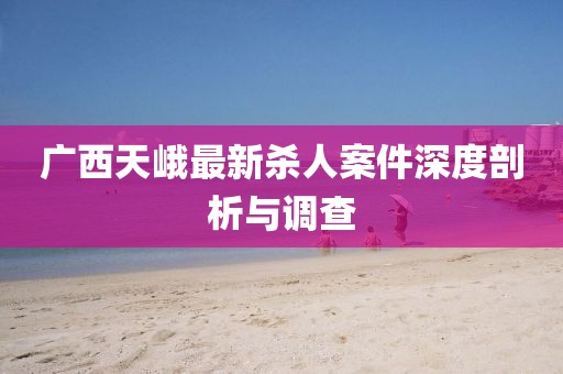 廣西天峨最新殺人案件深度剖析與調(diào)查