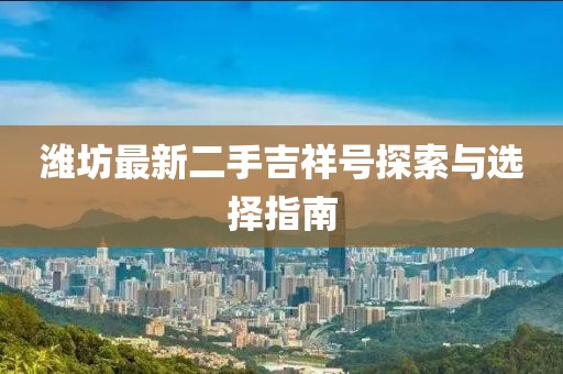 濰坊最新二手吉祥號(hào)探索與選擇指南