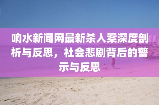 響水新聞網(wǎng)最新殺人案深度剖析與反思，社會悲劇背后的警示與反思