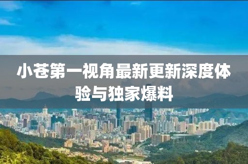 小蒼第一視角最新更新深度體驗與獨家爆料