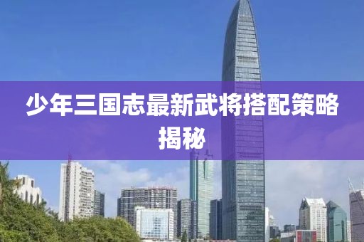 少年三國志最新武將搭配策略揭秘