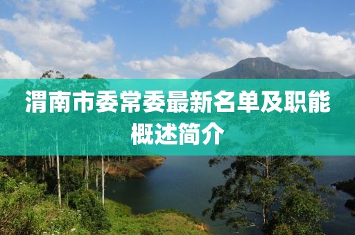 渭南市委常委最新名單及職能概述簡(jiǎn)介