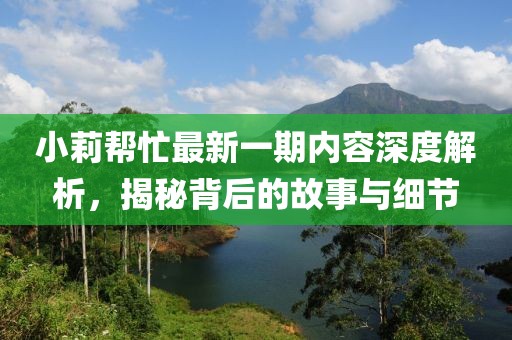 小莉幫忙最新一期內(nèi)容深度解析，揭秘背后的故事與細(xì)節(jié)