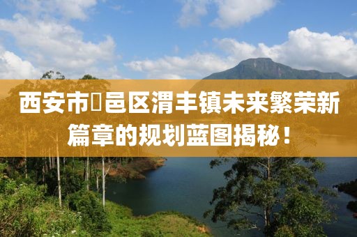 西安市鄠邑區(qū)渭豐鎮(zhèn)未來繁榮新篇章的規(guī)劃藍(lán)圖揭秘！