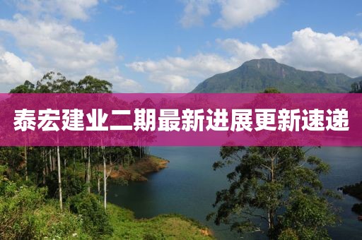 泰宏建業(yè)二期最新進展更新速遞
