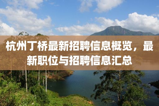 杭州丁橋最新招聘信息概覽，最新職位與招聘信息匯總