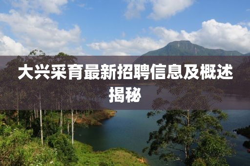大興采育最新招聘信息及概述揭秘