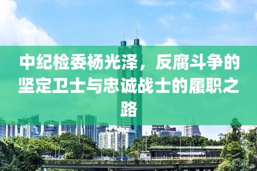 中紀(jì)檢委楊光澤，反腐斗爭(zhēng)的堅(jiān)定衛(wèi)士與忠誠(chéng)戰(zhàn)士的履職之路