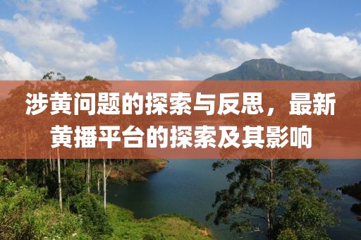 涉黃問題的探索與反思，最新黃播平臺的探索及其影響