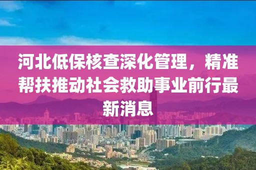 河北低保核查深化管理，精準(zhǔn)幫扶推動社會救助事業(yè)前行最新消息