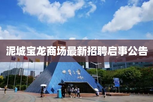 泥城寶龍商場(chǎng)最新招聘啟事公告