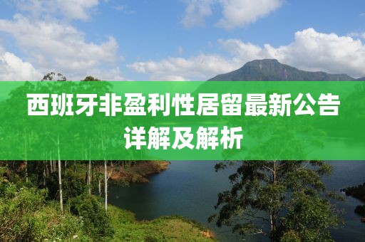 西班牙非盈利性居留最新公告詳解及解析